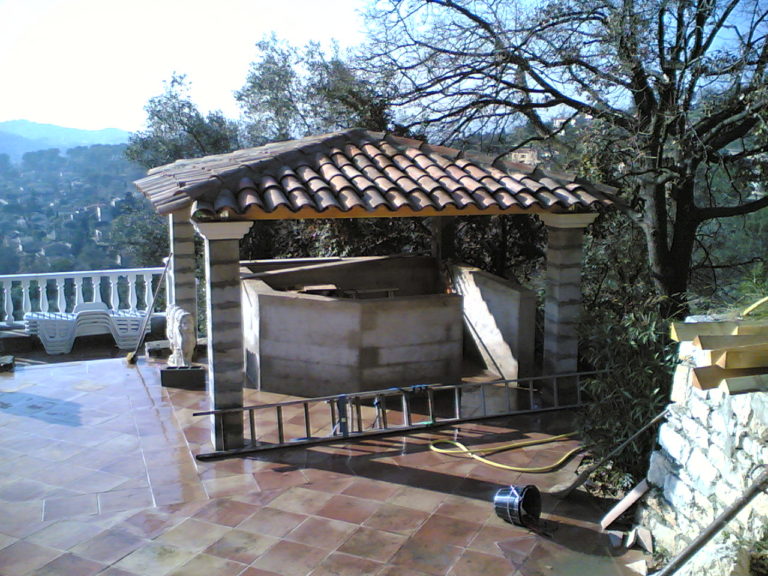 Toiture de pool house 4 pentes en bois